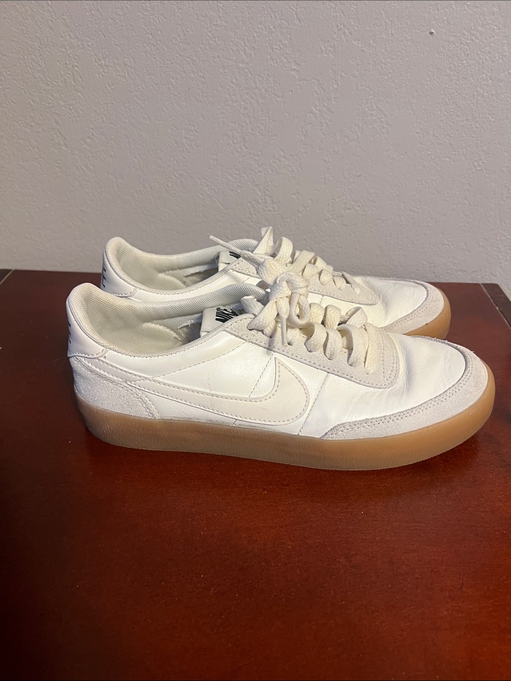 Nike White Leather Sneakers with Gum Outsole